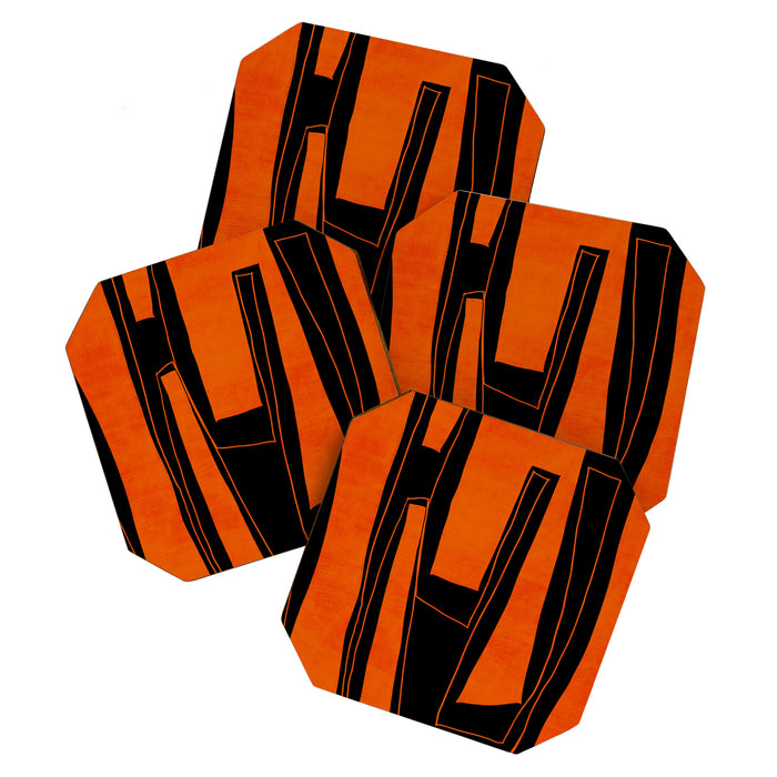 Bold Black and Orange Abstract Coaster Gallery Image 1