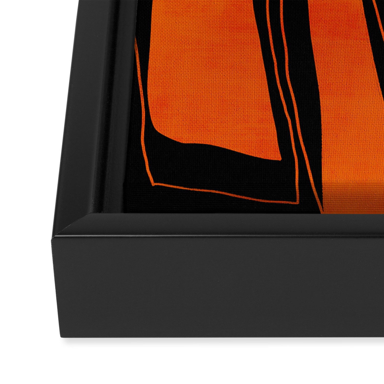 Bold Black and Orange Abstract Framed Canvas Print Gallery Image 3