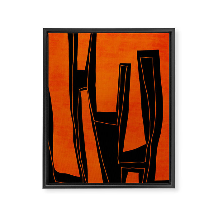 Bold Black and Orange Abstract Framed Canvas Print Gallery Image 1