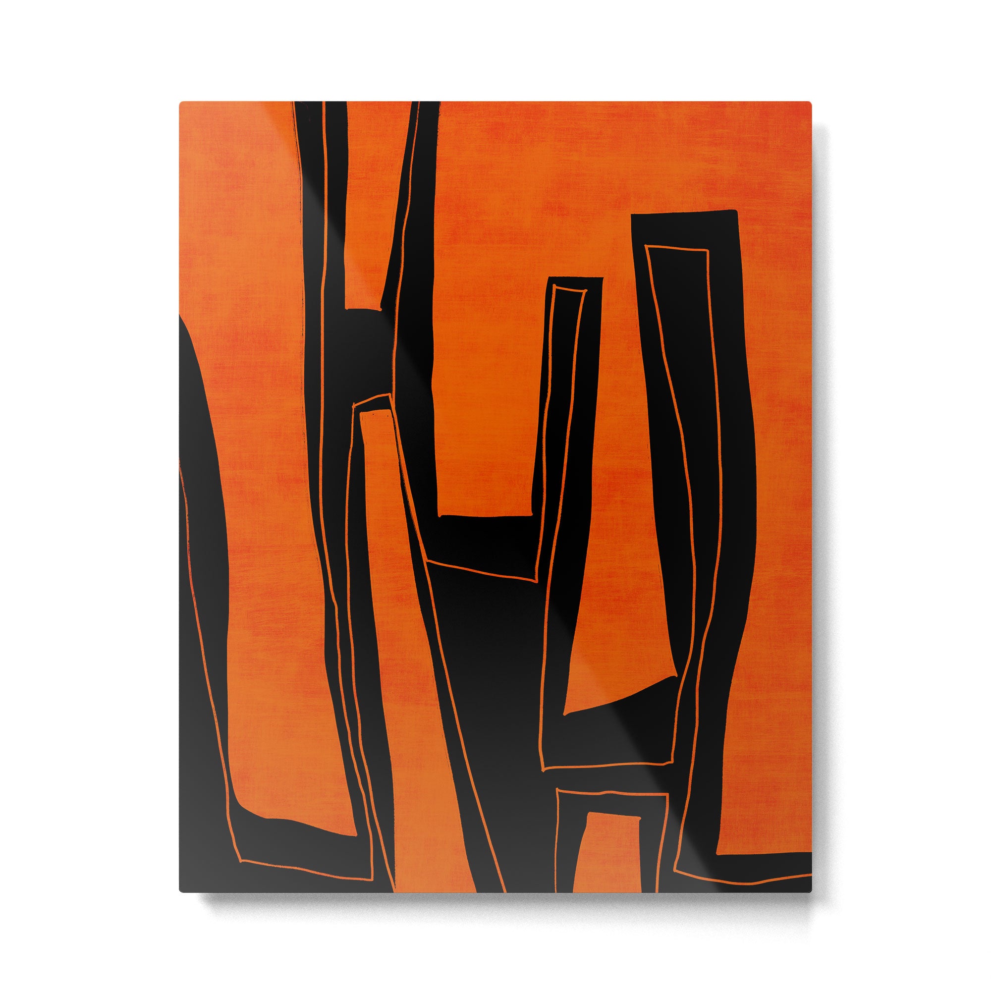 Bold Black and Orange Abstract Metal Print Gallery Image 4