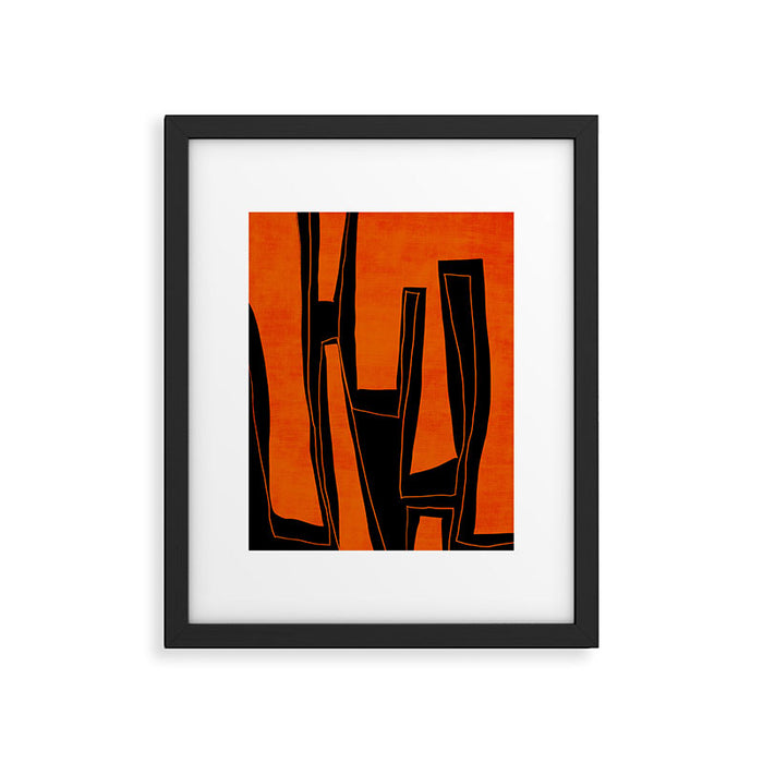 Bold Black and Orange Abstract Framed Art Print Gallery Image 1