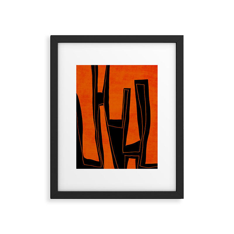 Bold Black and Orange Abstract Framed Art Print Gallery Image 5