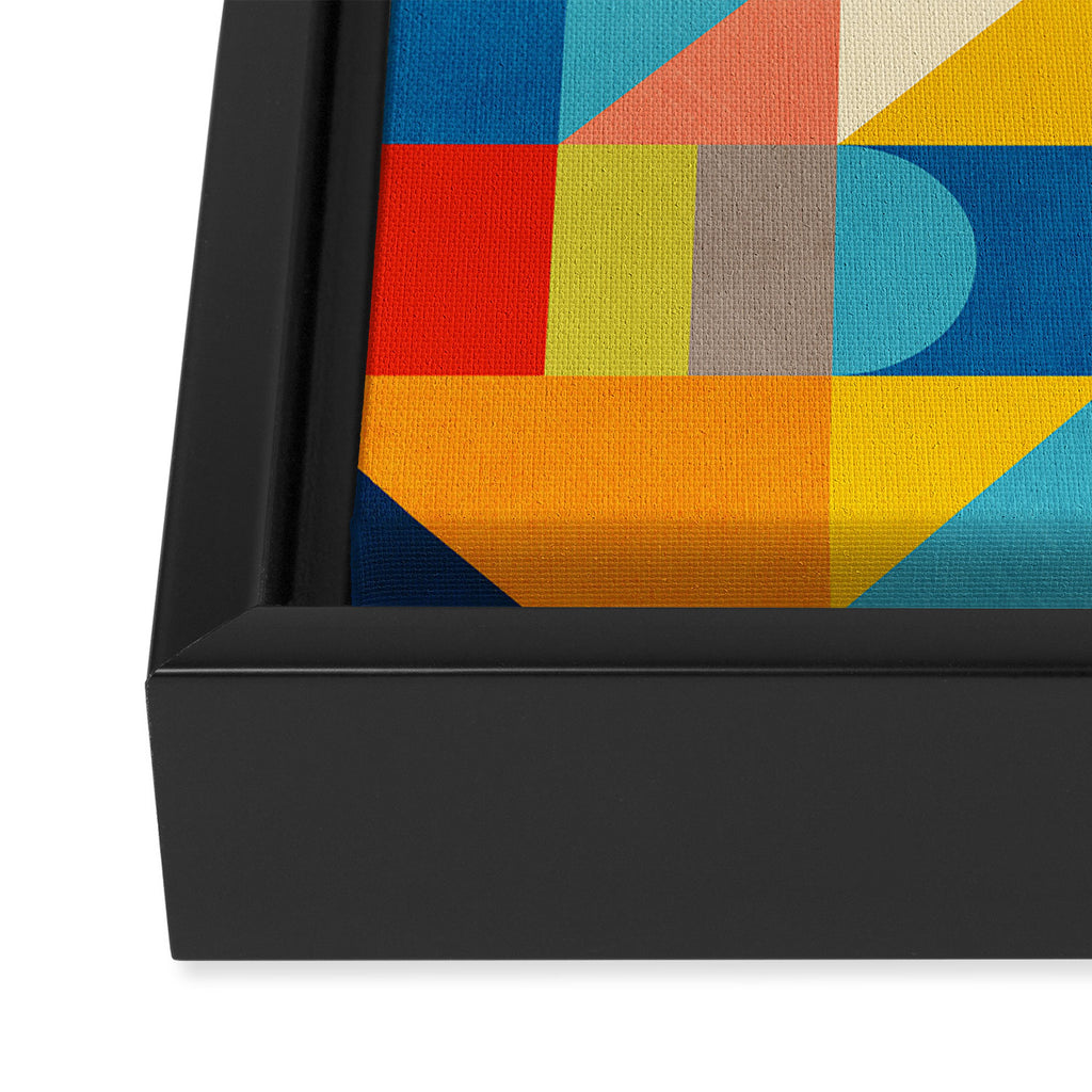 Bold Colorful Geometric Design Bright Vibrant Artwork Framed Canvas Print Gallery Image 3