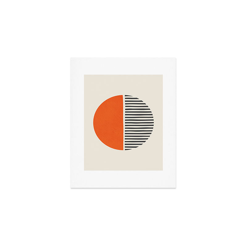 Bold Orange Circle Black Lines Art Print Gallery Image 1