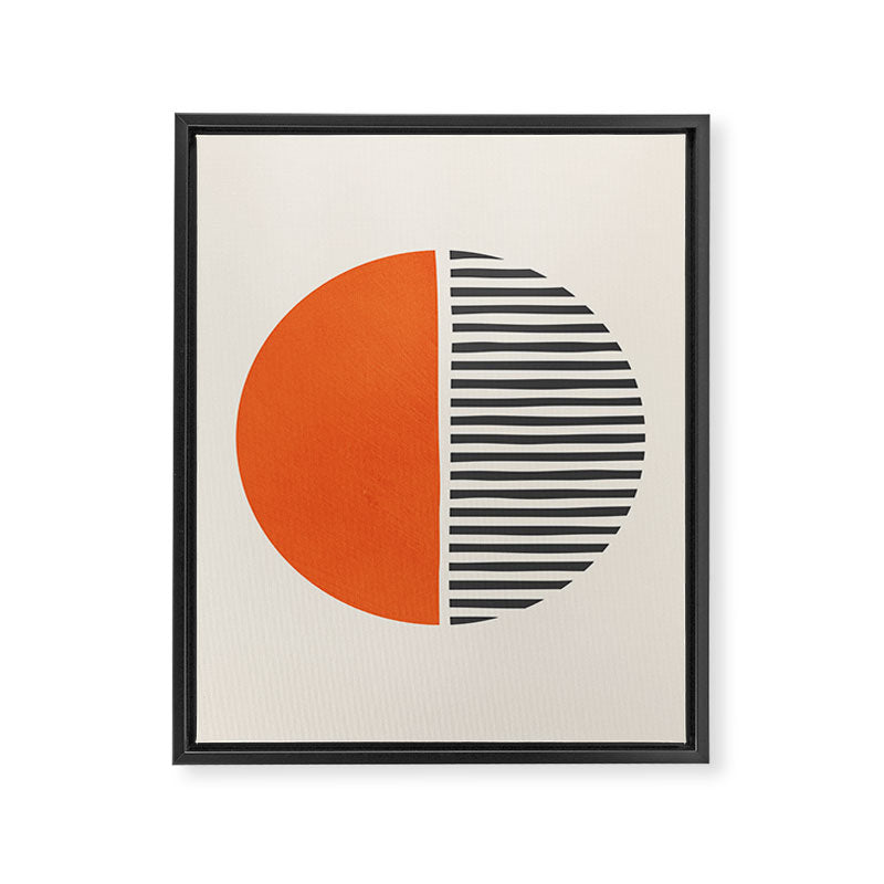 Bold Orange Circle Black Lines Framed Canvas Print Gallery Image 6