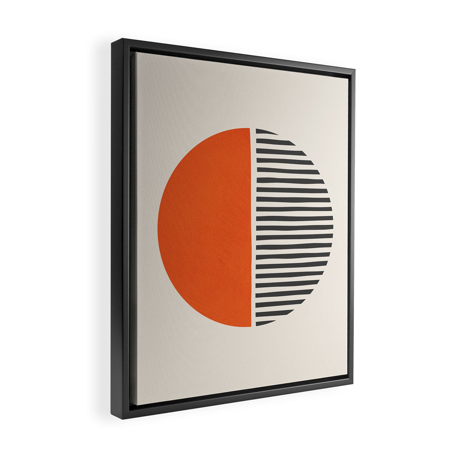 Bold Orange Circle Black Lines Framed Canvas Print Gallery Image 2