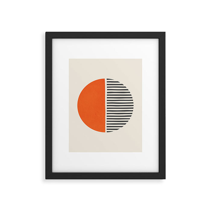 Bold Orange Circle Black Lines Framed Art Print Gallery Image 1