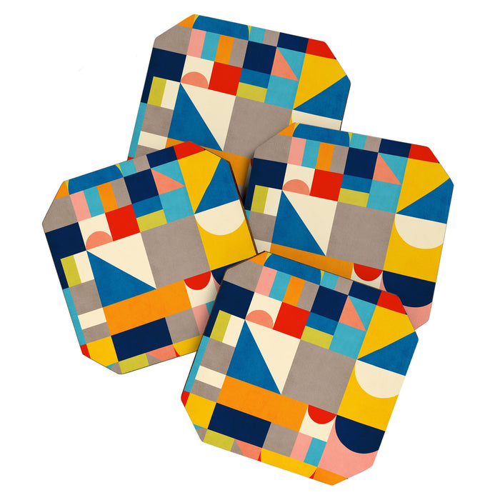 Bright Colorful Geometric Modern Vibrant Art Coaster Gallery Image 1