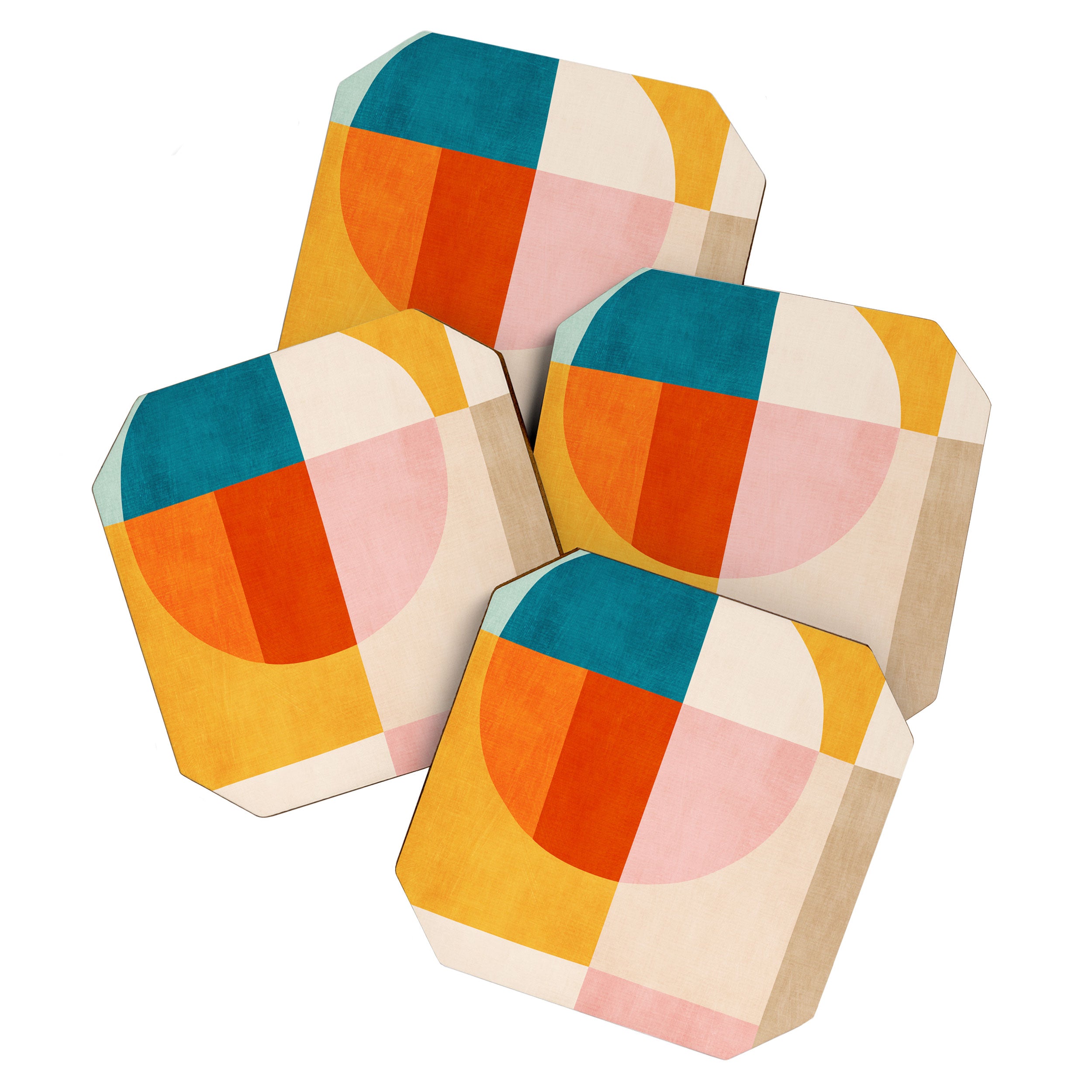 Bright Pastel Tones Geometric Abstract Artwork Coaster Gallery Image 1