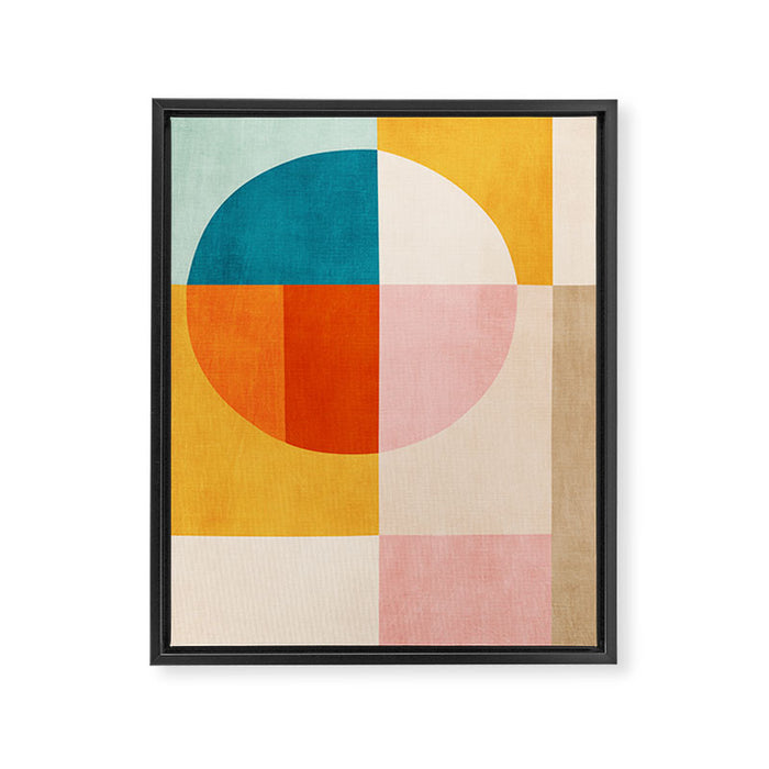 Bright Pastel Tones Geometric Abstract Artwork Framed Canvas Print Gallery Image 1