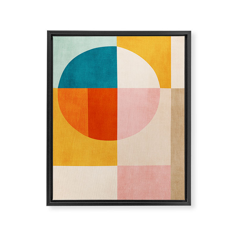 Bright Pastel Tones Geometric Abstract Artwork Framed Canvas Print Gallery Image 6