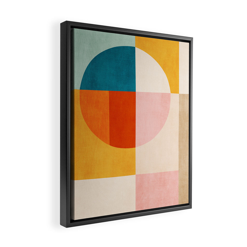 Bright Pastel Tones Geometric Abstract Artwork Framed Canvas Print Gallery Image 2
