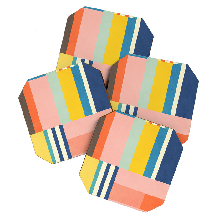 Bright Pastels Geometric Colorful Abstract Artwork Coaster Gallery Image 1