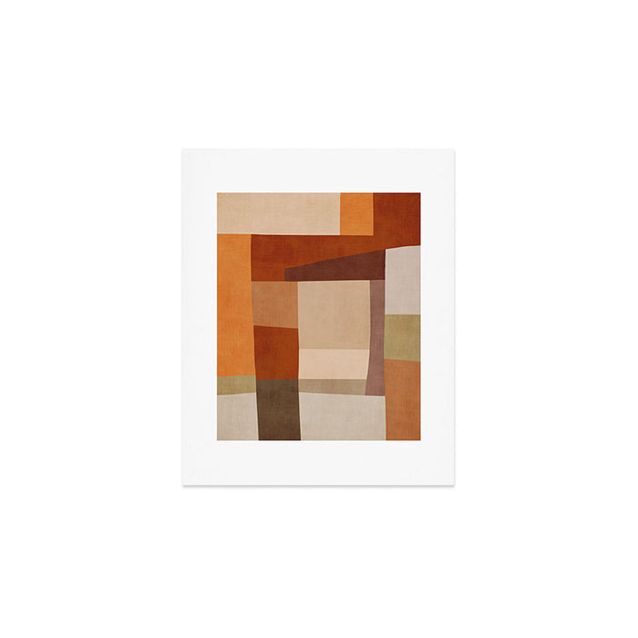 Brown Burnt Orange Beige Tones Green Abstract Art Art Print Gallery Image 1