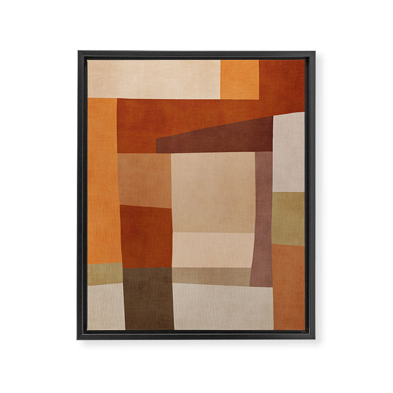 Brown Burnt Orange Beige Tones Green Abstract Art Framed Canvas Print Gallery Image 6