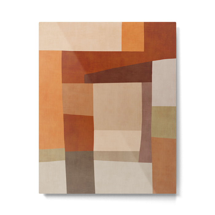 Brown Burnt Orange Beige Tones Green Abstract Art Metal Print Gallery Image 1