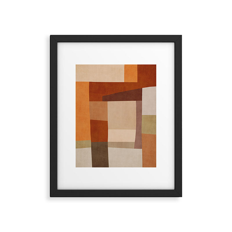 Brown Burnt Orange Beige Tones Green Abstract Art Framed Art Print Gallery Image 5