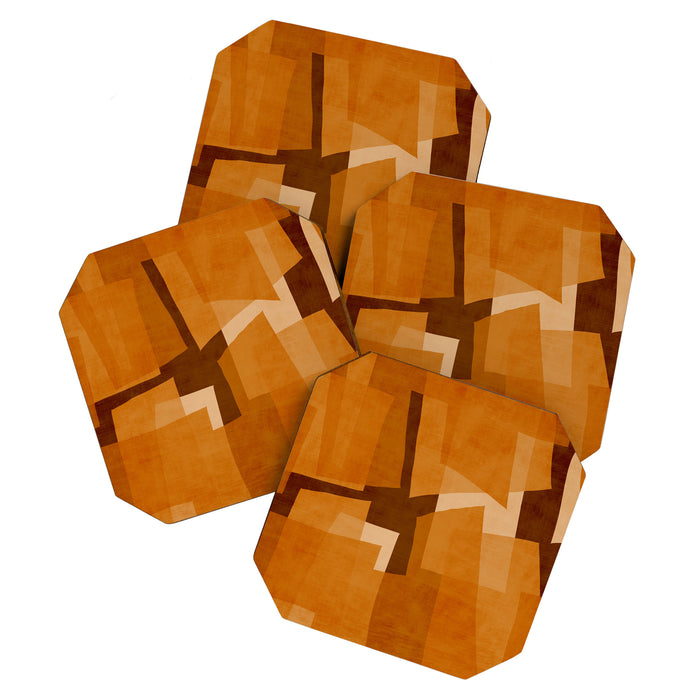 Burnt Orange Abstract Shapes Coaster Gallery Image 1