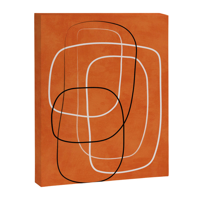 Burnt Orange Black White Lines Abstract Canvas Print Gallery Image 1