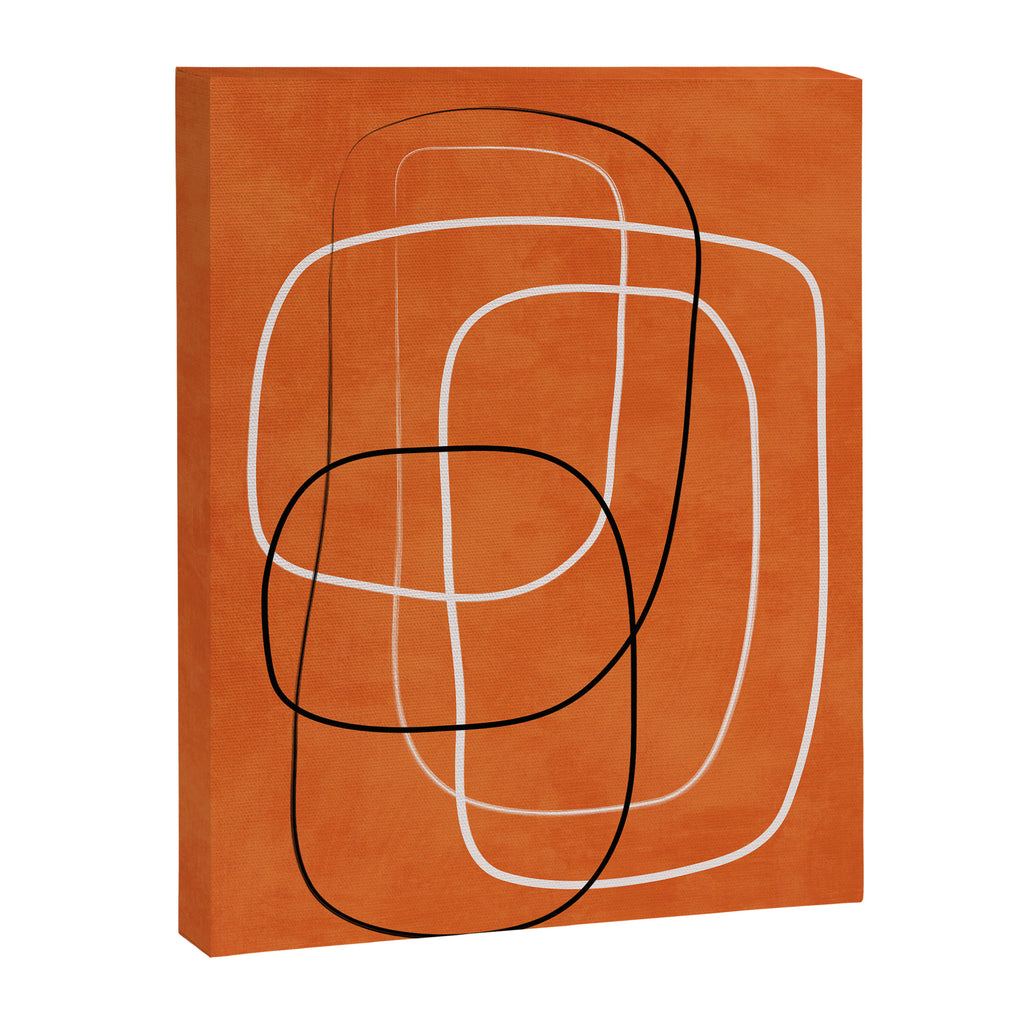 Burnt Orange Black White Lines Abstract Canvas Print Gallery Image 6