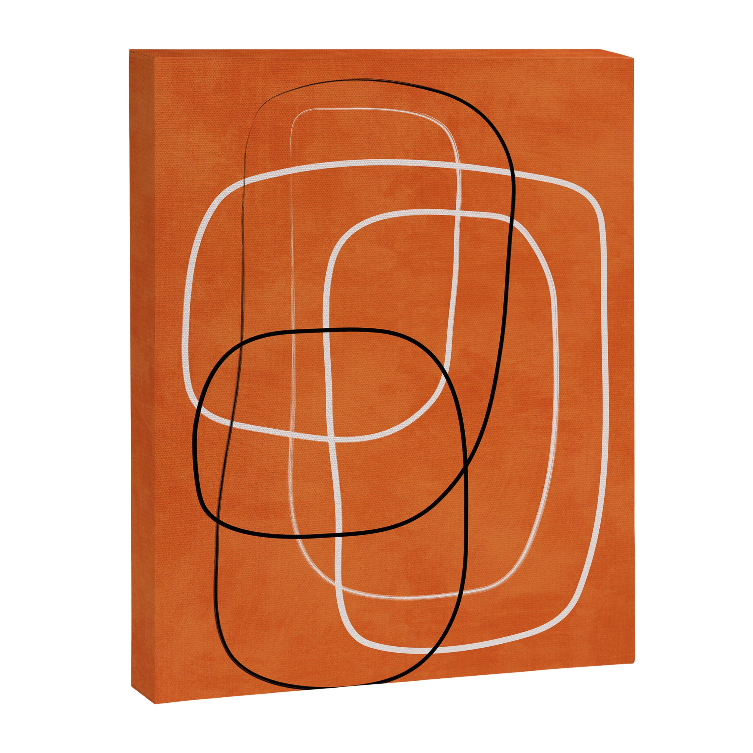 Burnt Orange Black White Lines Abstract Canvas Print Gallery Image 6