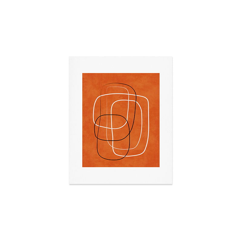 Burnt Orange Black White Lines Abstract Art Print Gallery Image 1