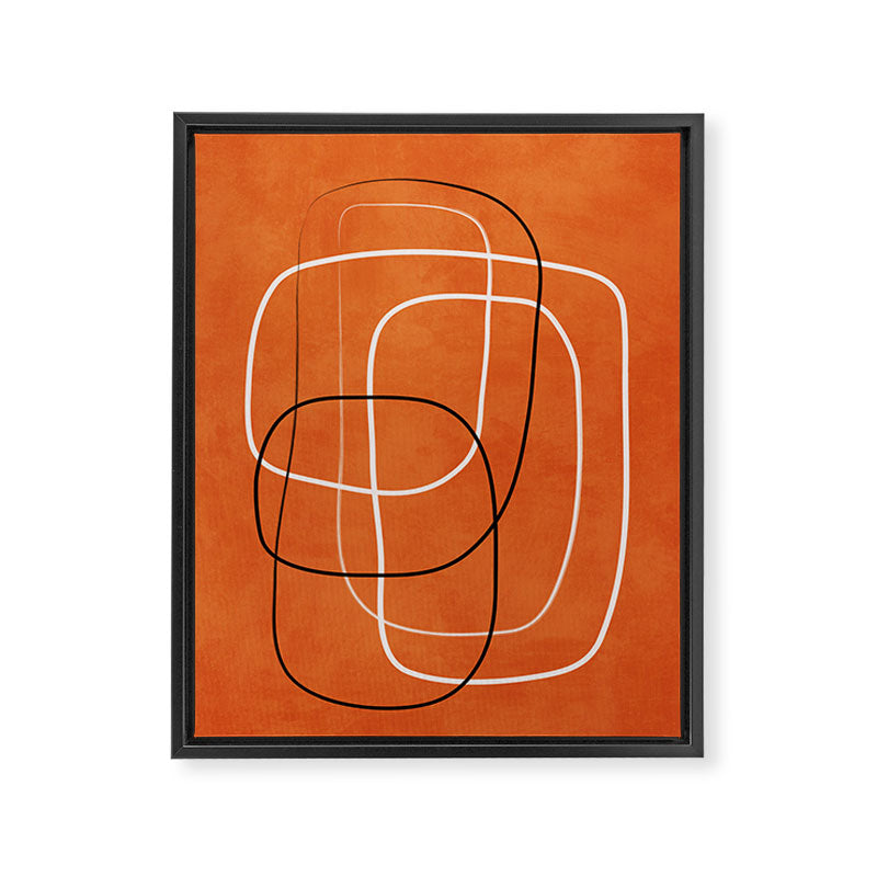 Burnt Orange Black White Lines Abstract Framed Canvas Print Gallery Image 6