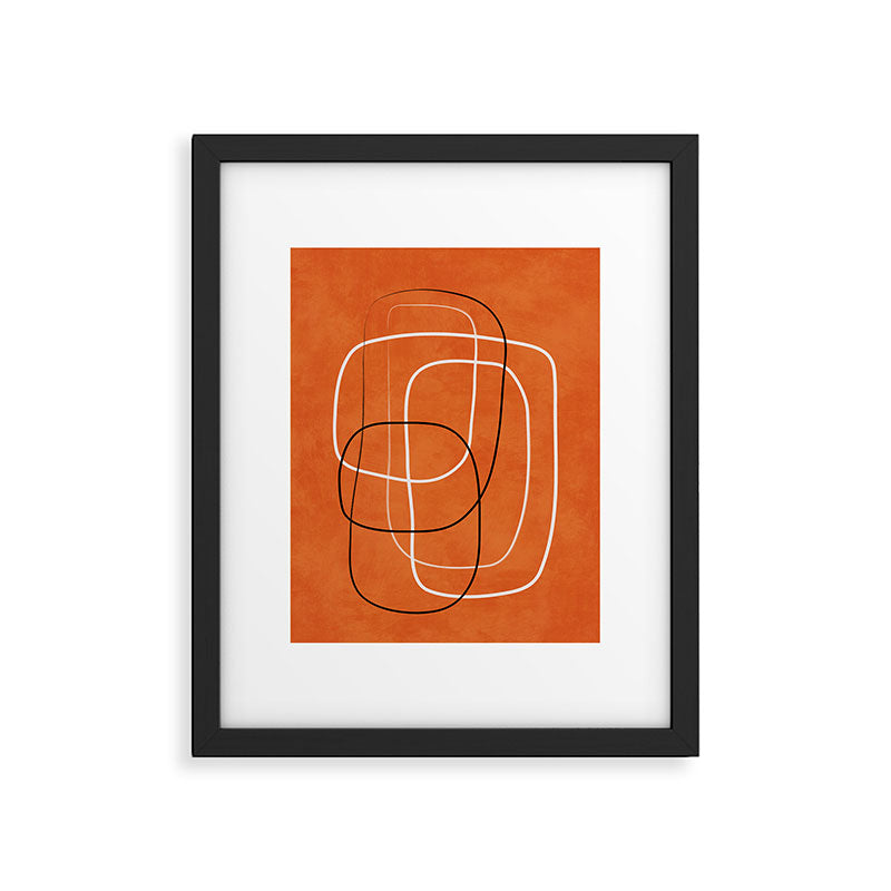 Burnt Orange Black White Lines Abstract Framed Art Print Gallery Image 5