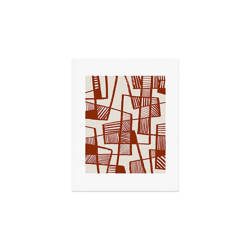 Burnt Orange Line Art Pattern Art Print Gallery Image 1