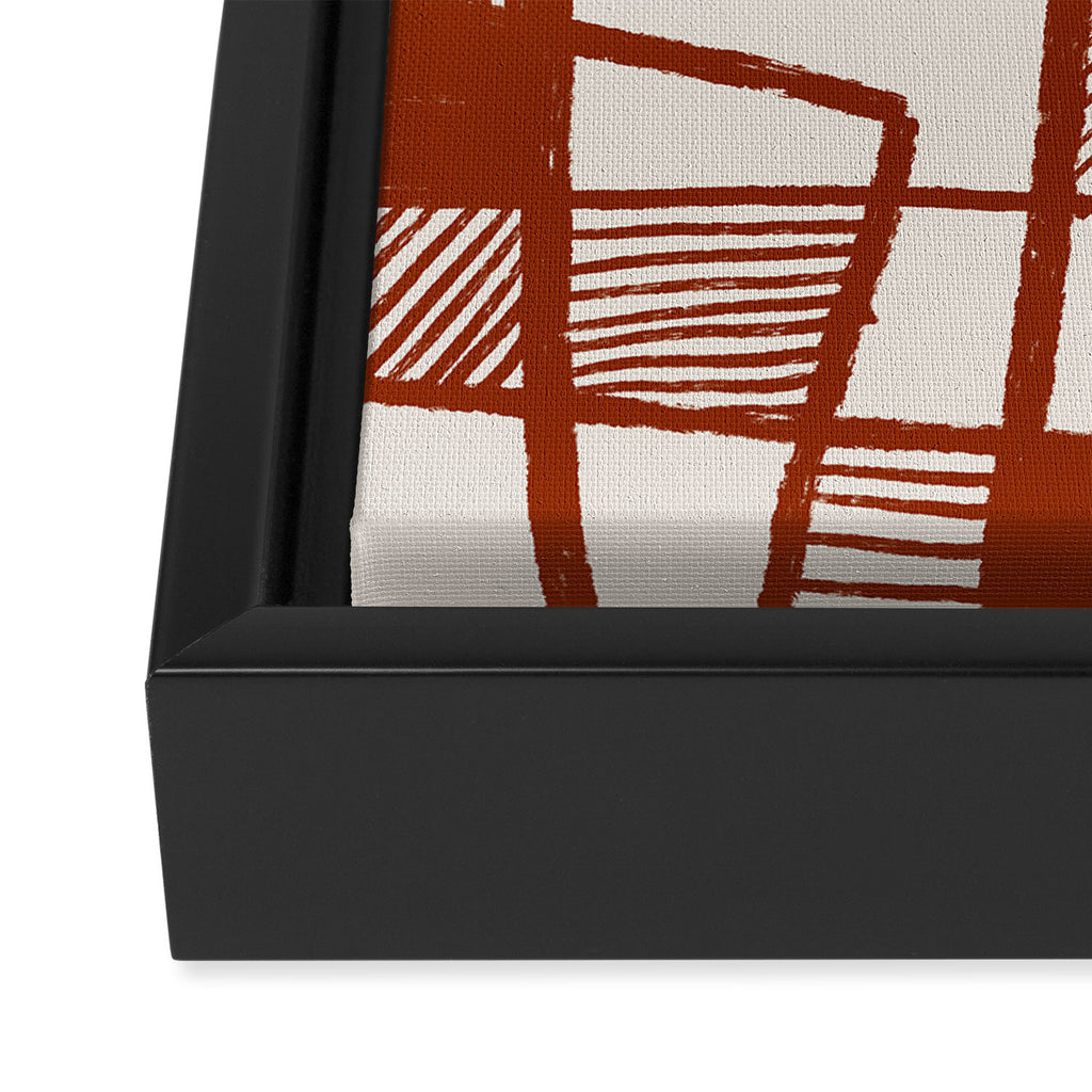 Burnt Orange Line Art Pattern Framed Canvas Print Gallery Image 3