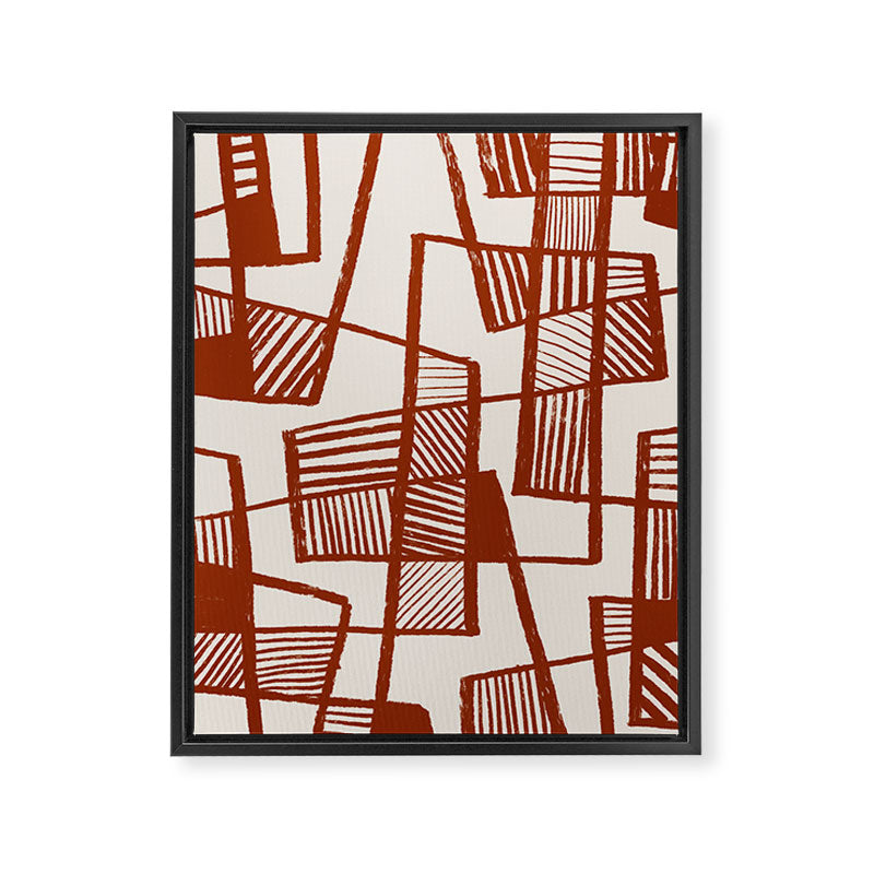Burnt Orange Line Art Pattern Framed Canvas Print Gallery Image 6