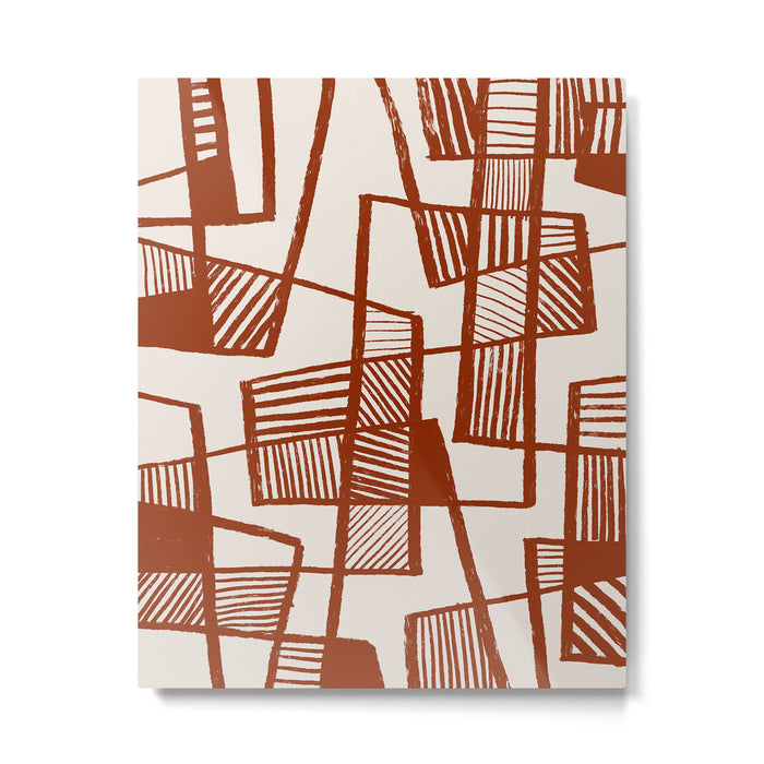 Burnt Orange Line Art Pattern Metal Print Gallery Image 1