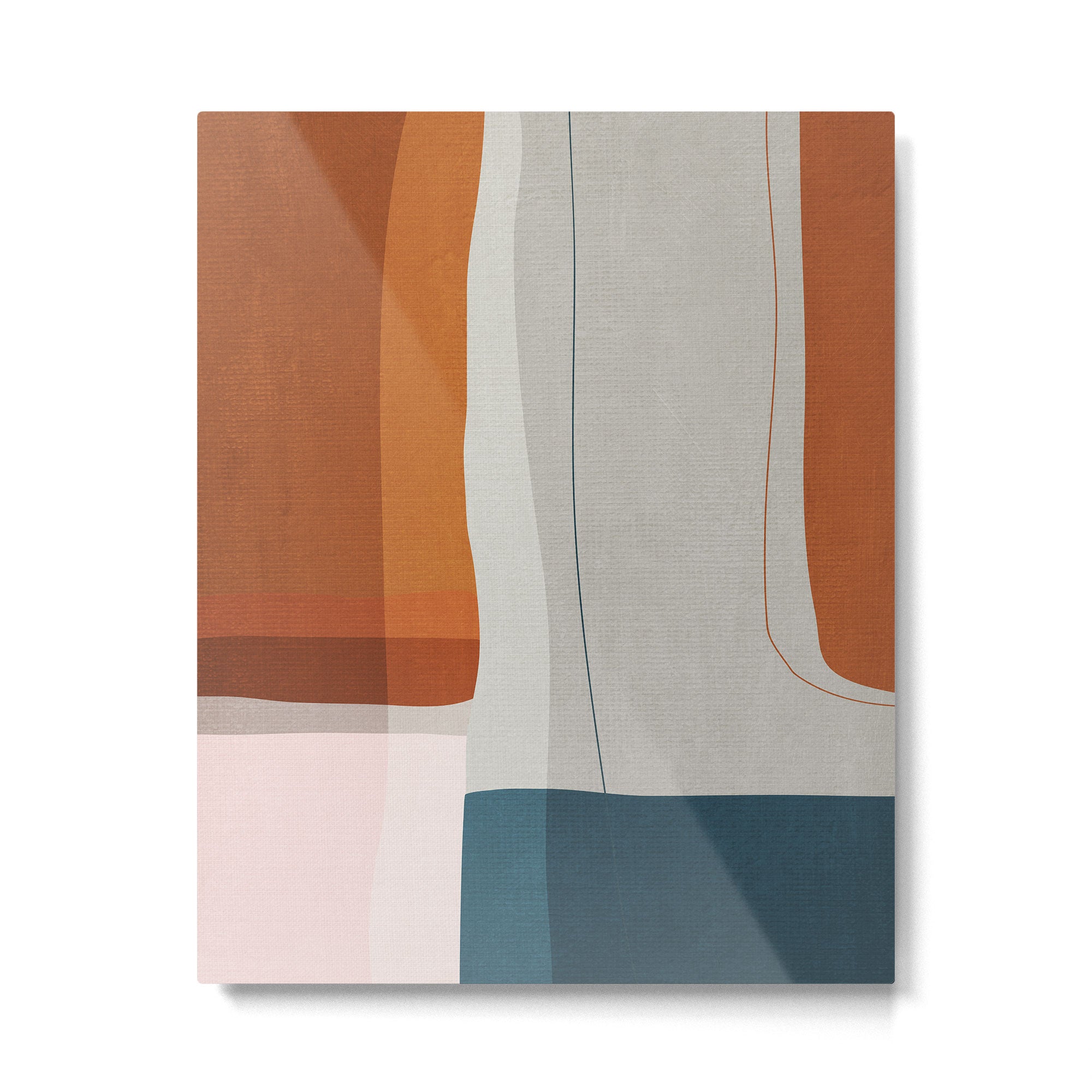 Burnt Orange Navy Abstract Shapes Metal Print Gallery Image 6