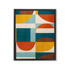 Burnt Orange Teal Yellow Geometric Abstract Framed Canvas Print Gallery Image 6
