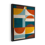 Burnt Orange Teal Yellow Geometric Abstract Framed Canvas Print Gallery Image 2
