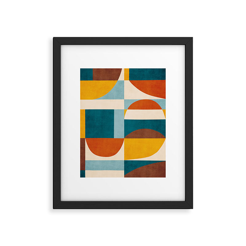 Burnt Orange Teal Yellow Geometric Abstract Framed Art Print Gallery Image 5
