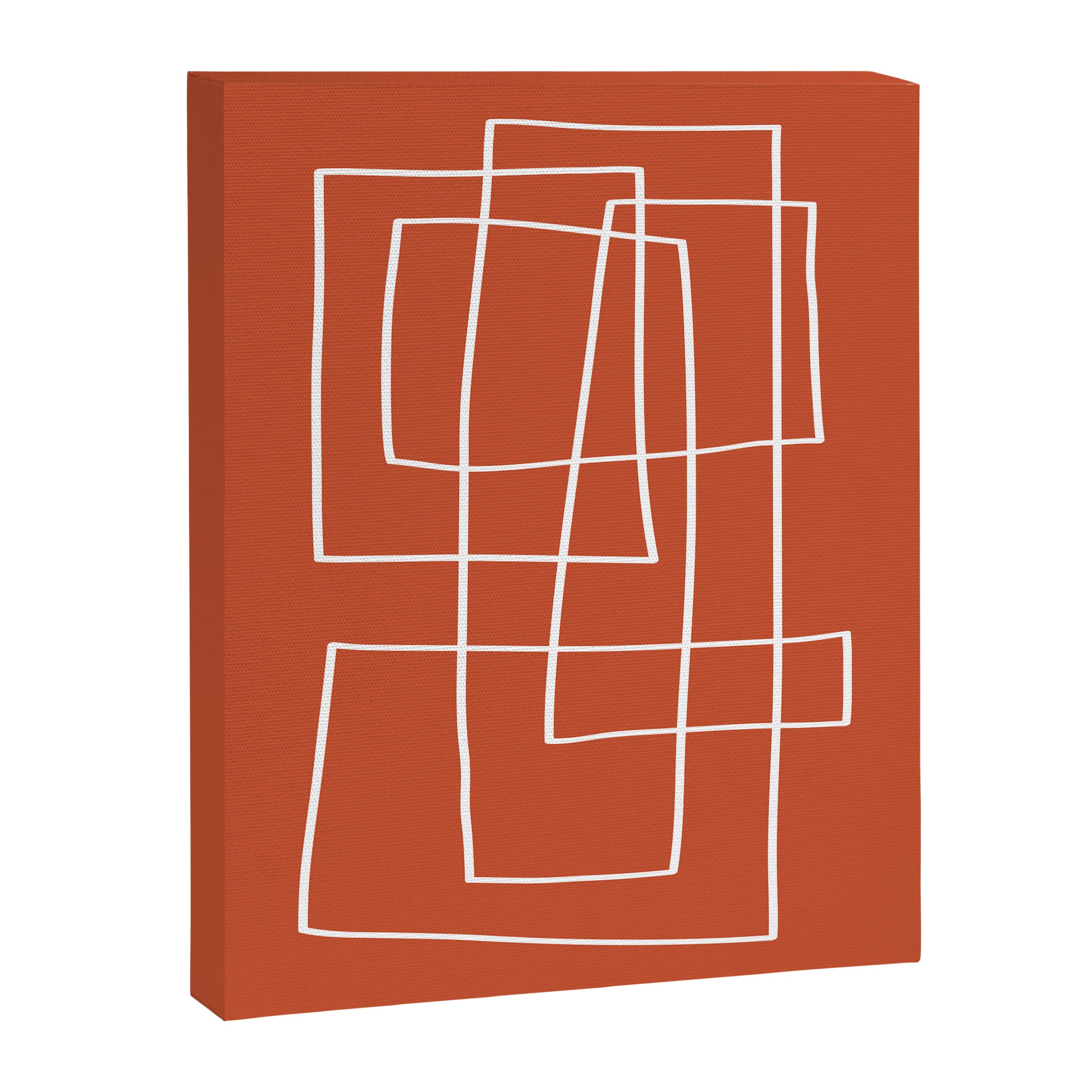 Burnt Orange White Line Art Minimalist Orange Artwork Canvas Print Gallery Image 6