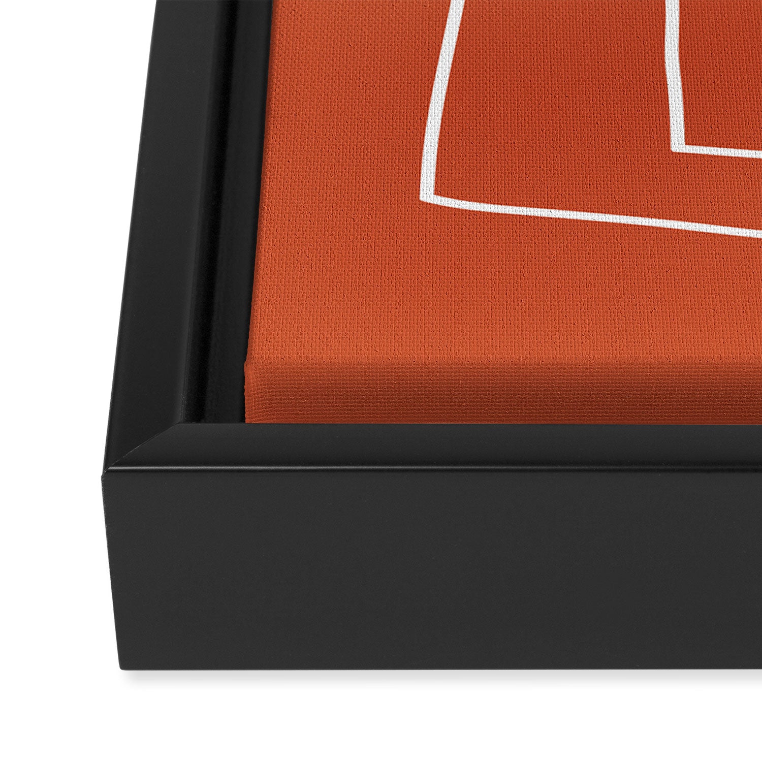 Burnt Orange White Line Art Minimalist Orange Artwork Framed Canvas Print Gallery Image 3