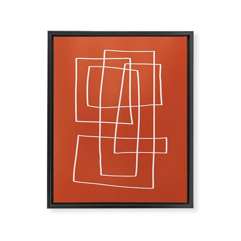 Burnt Orange White Line Art Minimalist Orange Artwork Framed Canvas Print Gallery Image 6