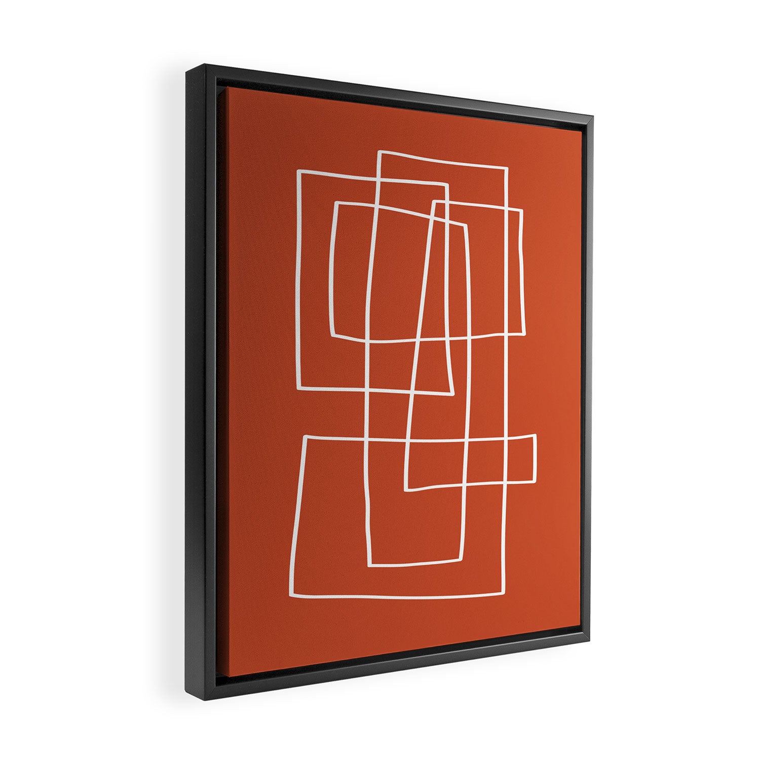 Burnt Orange White Line Art Minimalist Orange Artwork Framed Canvas Print Gallery Image 2