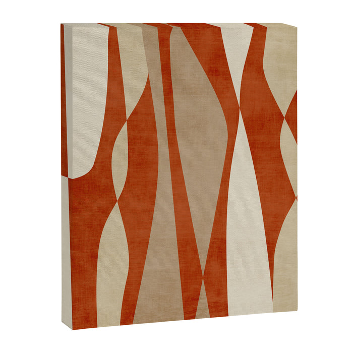 Burnt-Orange Tan Beige Lines Abstract Artwork Canvas Print Gallery Image 1