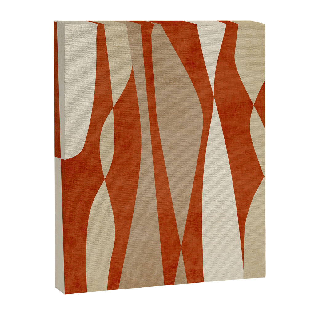 Burnt-Orange Tan Beige Lines Abstract Artwork Canvas Print Gallery Image 6