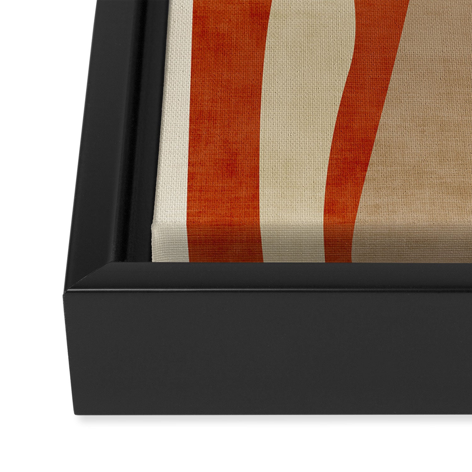 Burnt-Orange Tan Beige Lines Abstract Artwork Framed Canvas Print Gallery Image 3