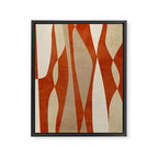 Burnt-Orange Tan Beige Lines Abstract Artwork Framed Canvas Print Gallery Image 6