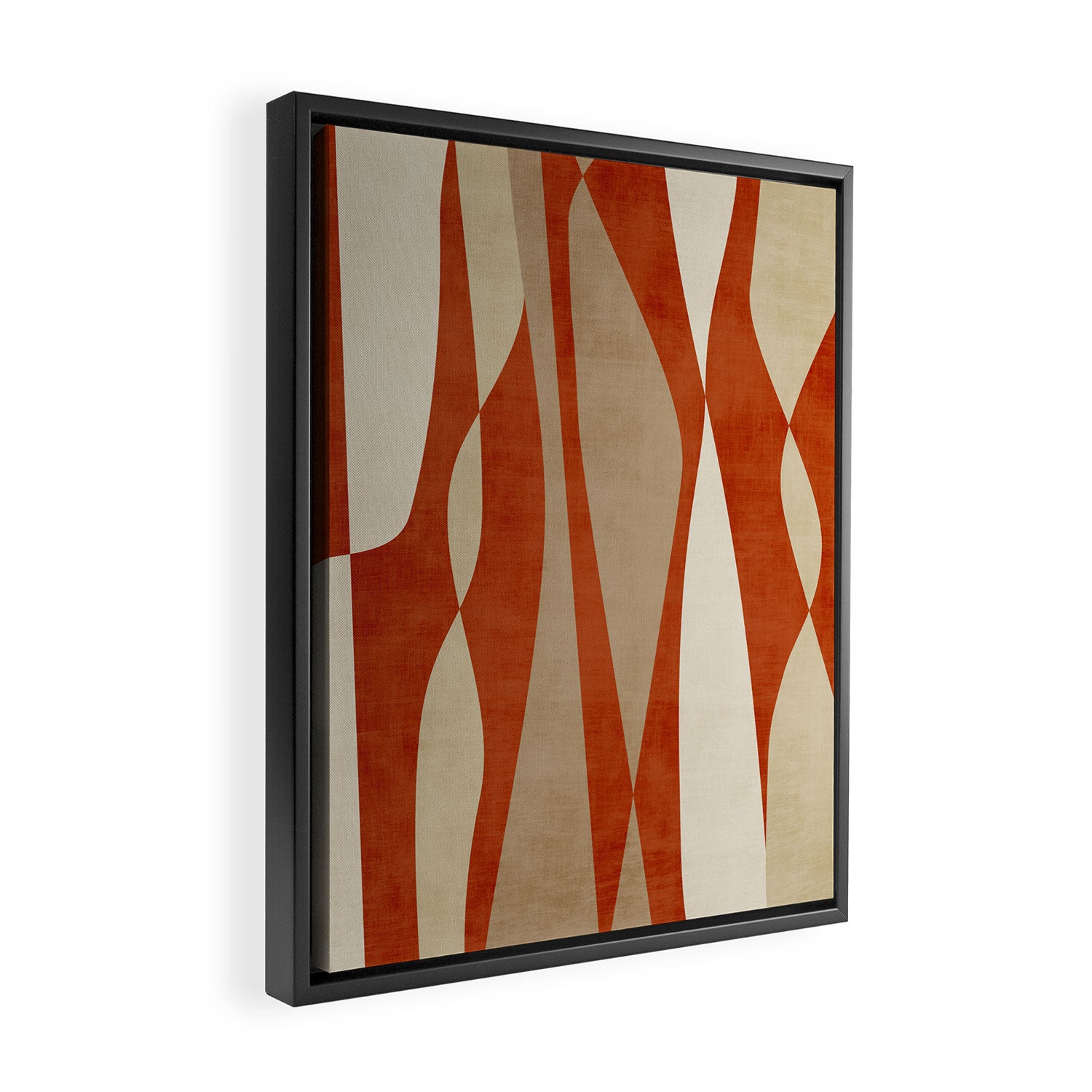 Burnt-Orange Tan Beige Lines Abstract Artwork Framed Canvas Print Gallery Image 2