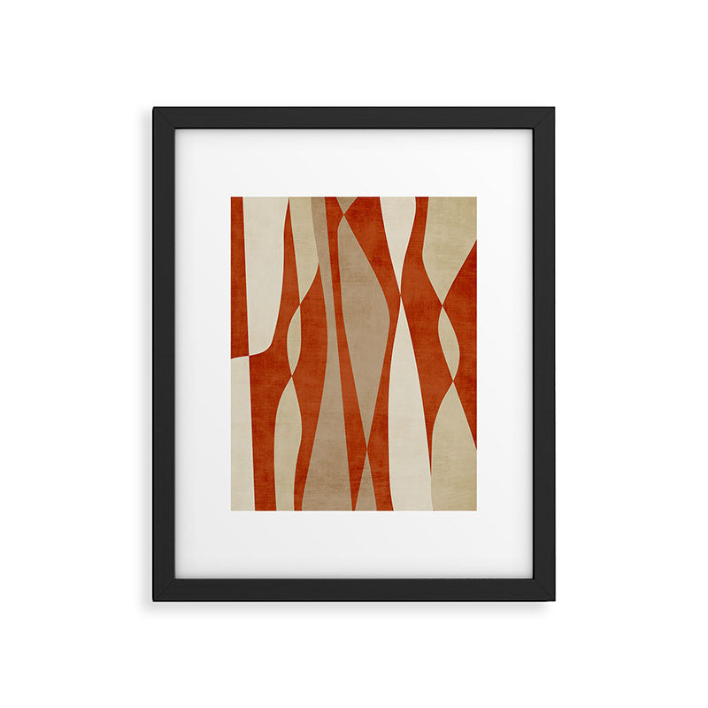 Burnt-Orange Tan Beige Lines Abstract Artwork Framed Art Print Gallery Image 5