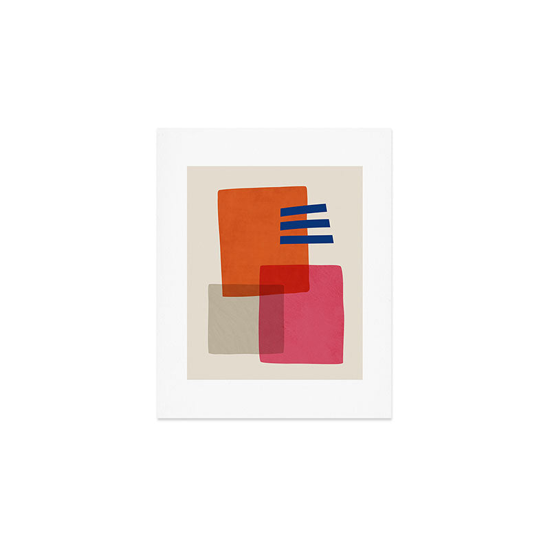 Chloe Pink Orange Blue Beige Art Print Gallery Image 1