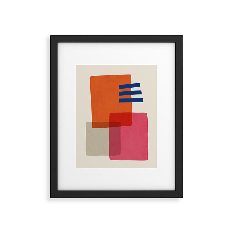 Chloe Pink Orange Blue Beige Framed Art Print Gallery Image 4