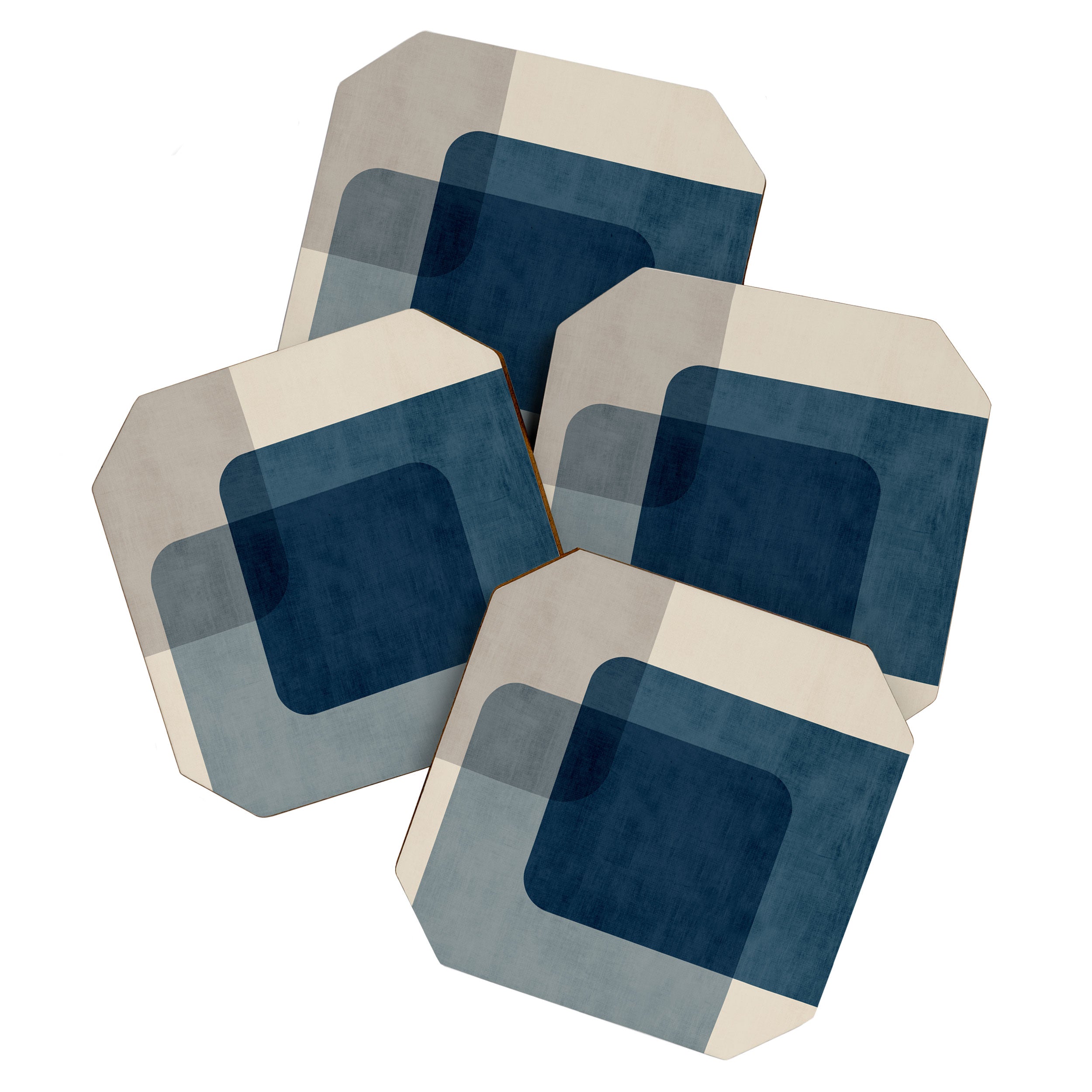 Classy Blue Beige Geometric II Coaster Gallery Image 1