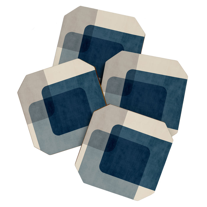 Classy Blue Beige Geometric II Coaster Gallery Image 1
